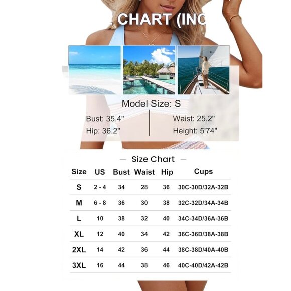 Blooming Jelly 2 Piece Swimsuit XL Womens Blue High Waist Bikini Tummy Control - Picture 4 of 5